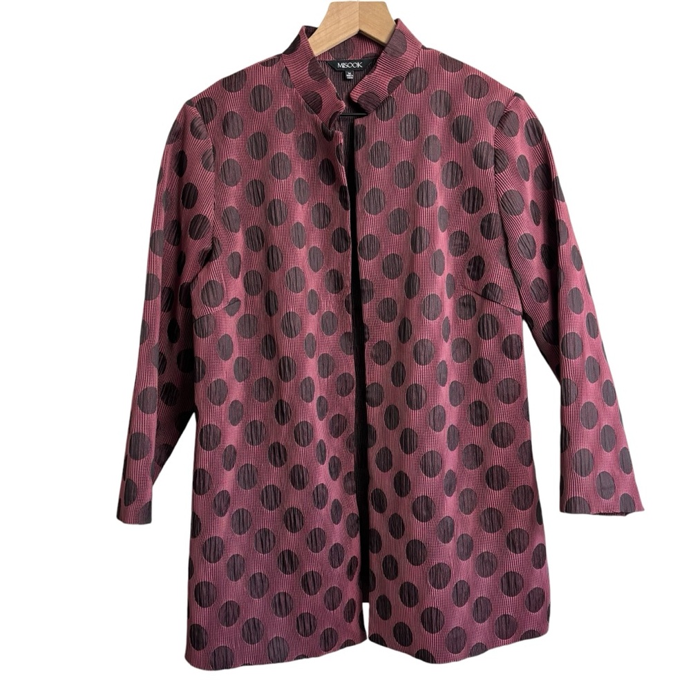 Misook Jacket Subtle Ribbed Blazer with Polka Dots Size Medium